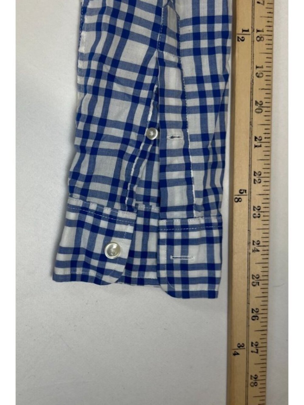 Lacoste Men's Size S Blue White Check Plaid Long Sleeve Button Down Shirt - Picture 7 of 7